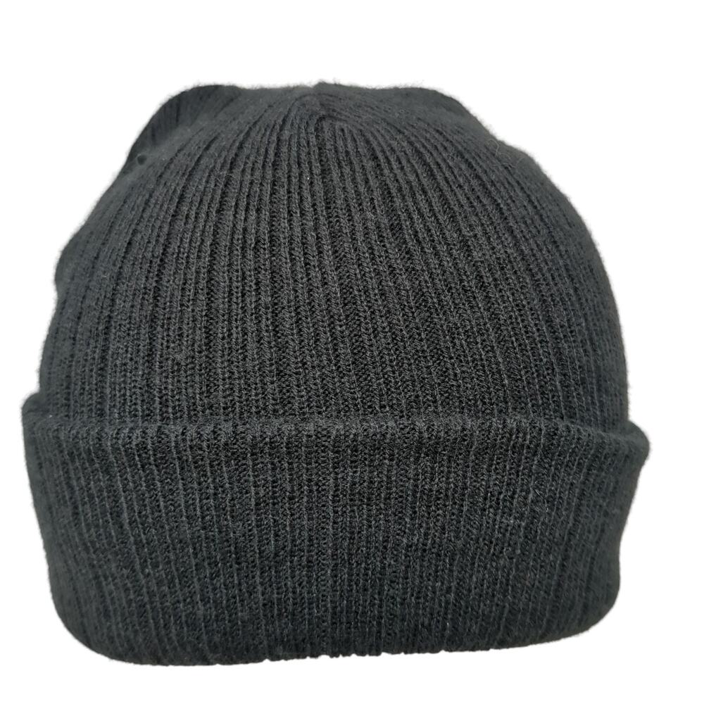Time And Tru Beanie Hat Black One Size Stretchable Cuffed Hand Knitted Blank